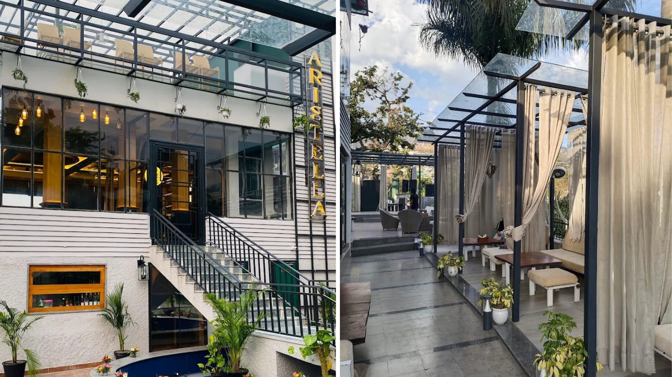 Aristella Cafe & Bar exterior with stylish entrance