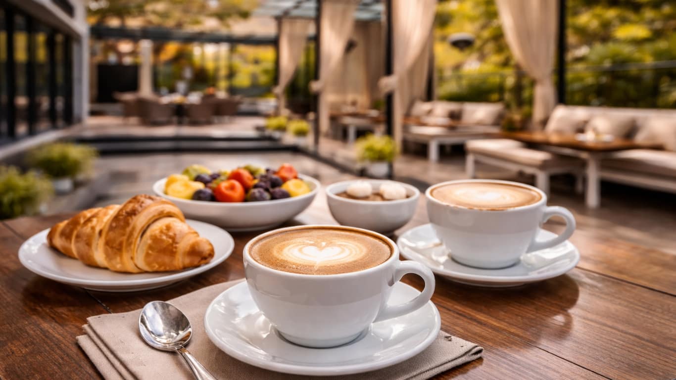 Morning coffee at Aristella café