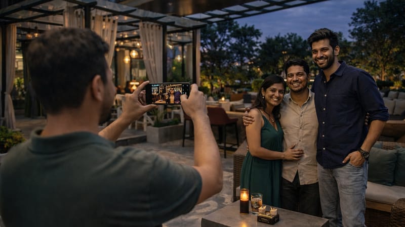 Stylish lighting decor at Aristella Cafe & Bar