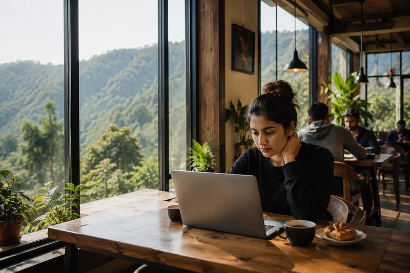 best cafes in Dehradun for work from cafe, laptop friendly cafes in Dehradun, cafes with WiFi in Dehradun
